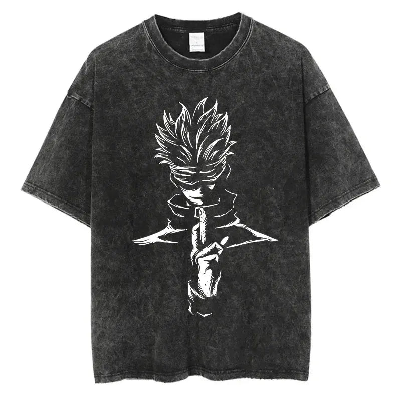 Washed Vintage Oversized Tee - Jagged Teeth Demon Streetwear
