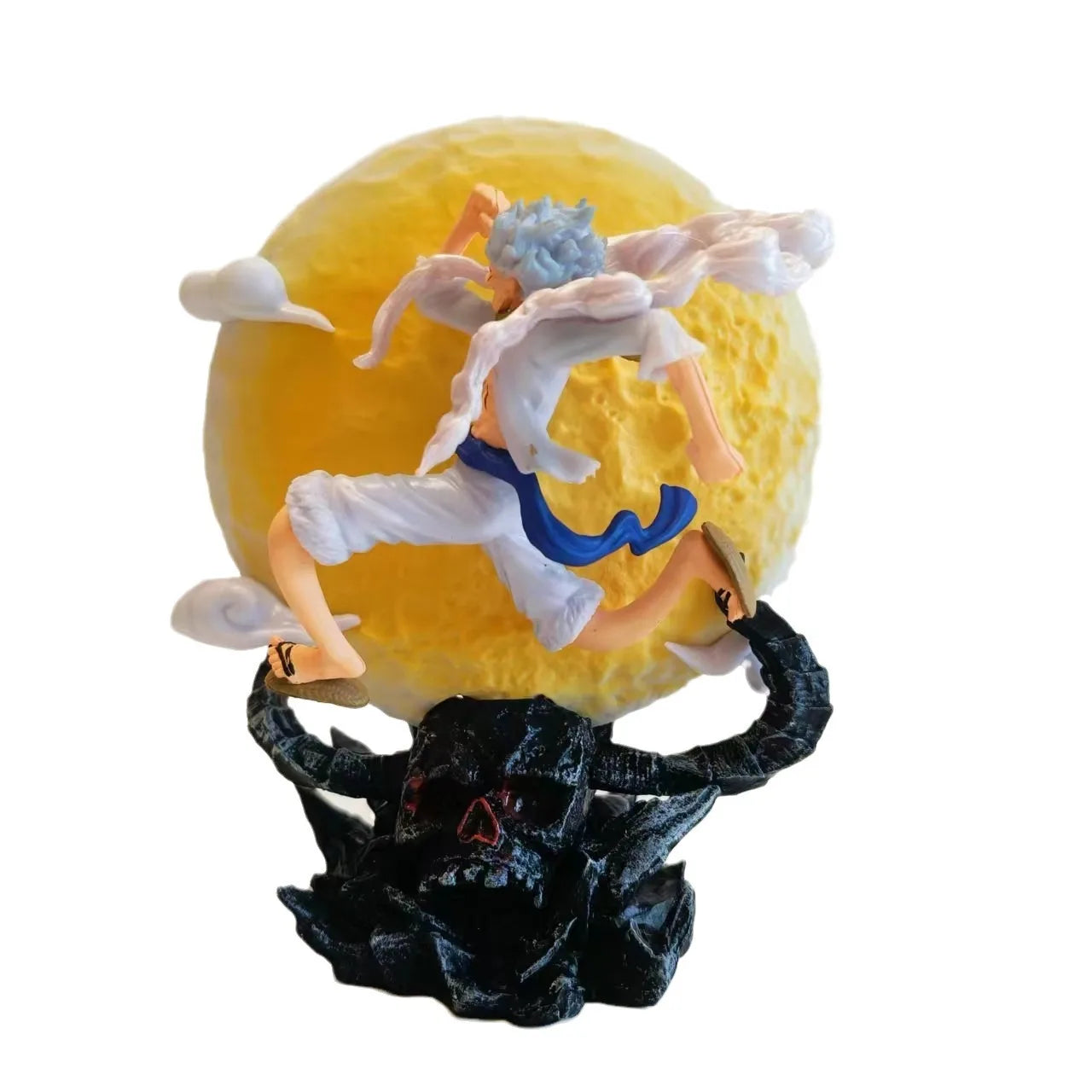 14cm uma peça anime figura lua fada nika macaco d luffy engrenagem 5 com luz da lua figura de ação estátua modelo coleção brinquedos
