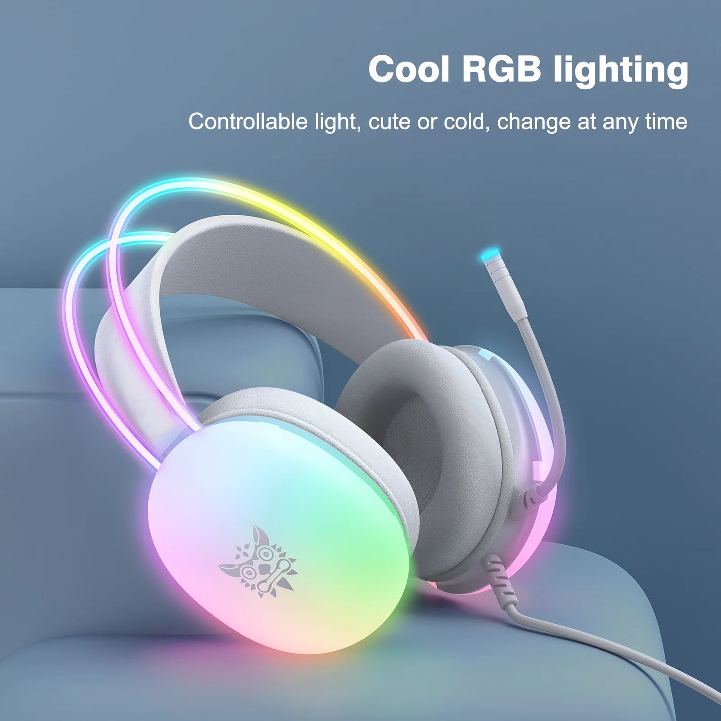 ONIKUMA Gaming Headset Esports Pacote Novo FULL RGB Luz Design Headphones com microfone Headphone Para PC Gamer