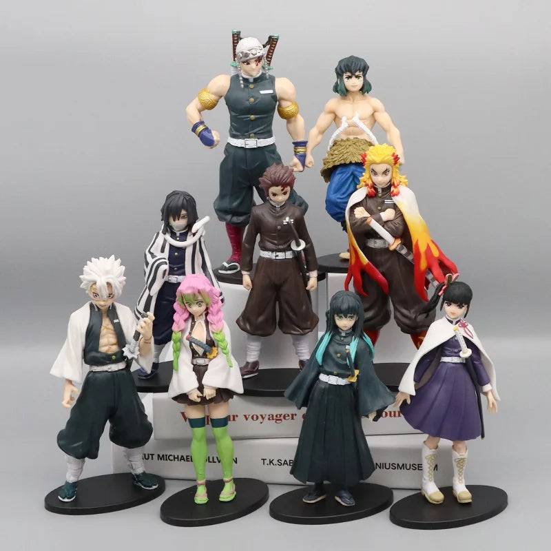 Anime demon slayer kimetsu no yaiba figura kamado tanjirou figura de ação agatsuma zenitsu nezuko guerreiro pvc modelo brinquedos