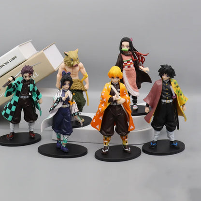 Anime demon slayer kimetsu no yaiba figura kamado tanjirou figura de ação agatsuma zenitsu nezuko guerreiro pvc modelo brinquedos