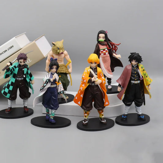 Anime demon slayer kimetsu no yaiba figura kamado tanjirou figura de ação agatsuma zenitsu nezuko guerreiro pvc modelo brinquedos
