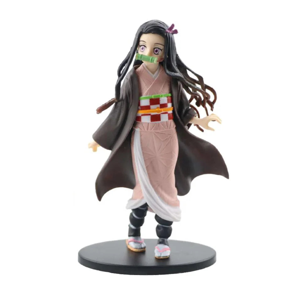 Anime demon slayer kimetsu no yaiba figura kamado tanjirou figura de ação agatsuma zenitsu nezuko guerreiro pvc modelo brinquedos