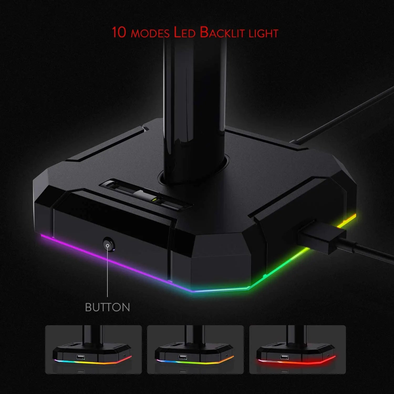 HA300 RGB Headset Stand | 4x USB Base - Aruen Store