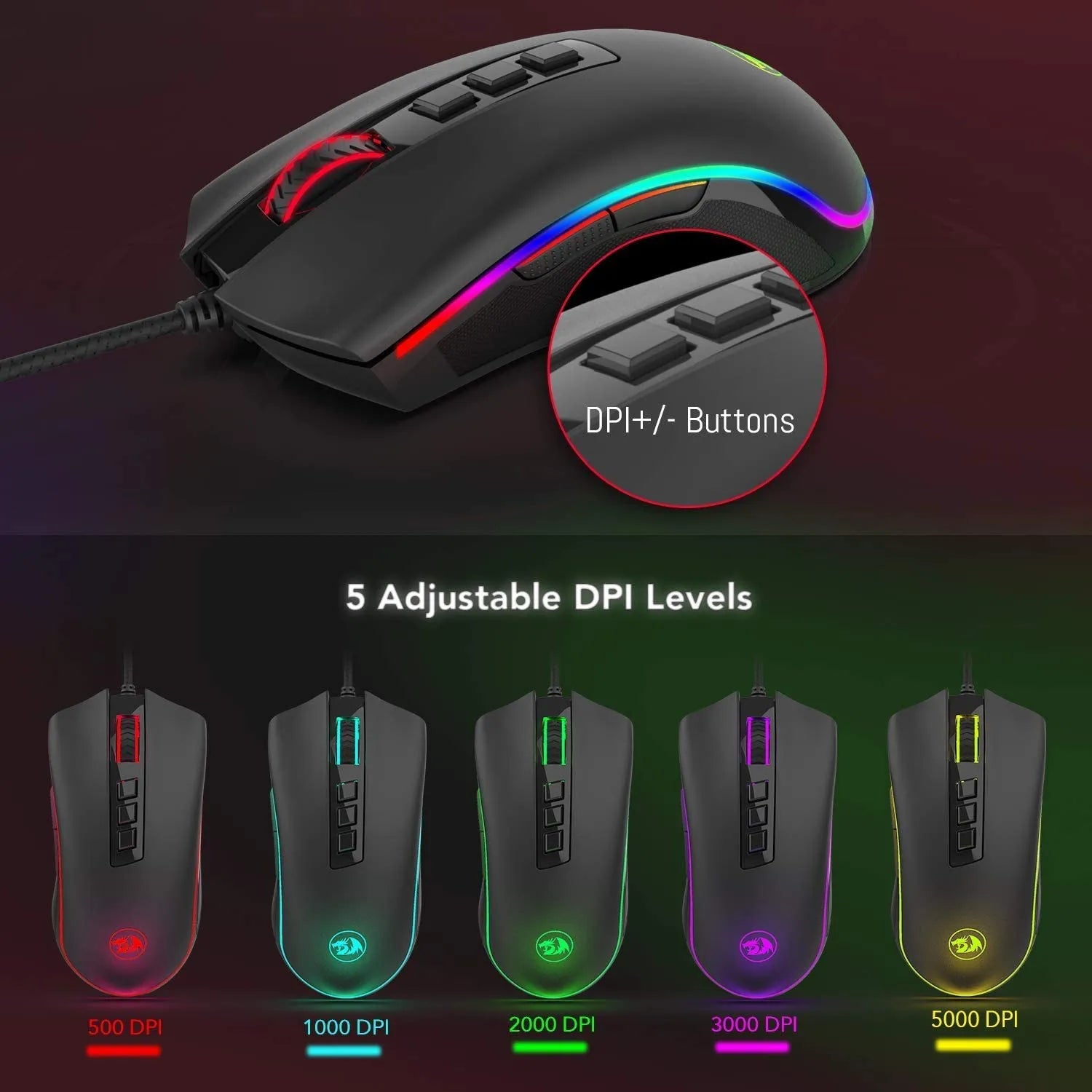 RGB Gaming Mouse 10,000 DPI with 9 Buttons – Ultra Precision & Pro-Level Performance - Aruen Store