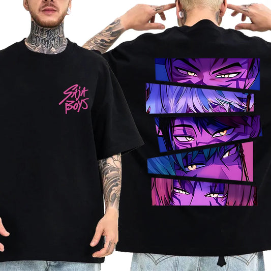 Cyberpunk Sunset Oversized Tee - Retro Neon Harajuku Streetwear