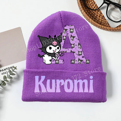 Personalized Gothic Bunny Beanie - Custom Letter Kawaii Knit Cap