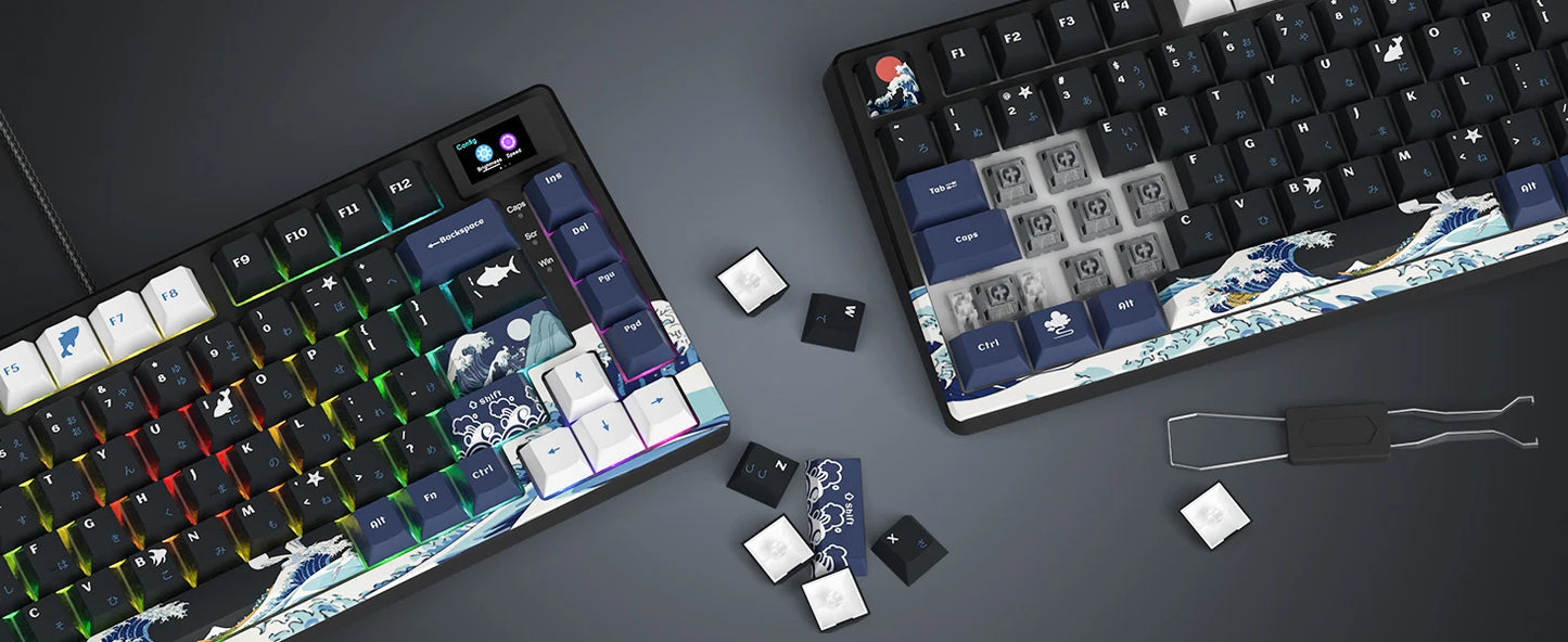 Womier S-K80 75% Mechanical Gaming Keyboard with OLED Display – Hot-Swap, RGB, Custom Gasket-Mount Design