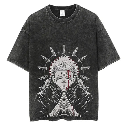 Washed Vintage Oversized Tee - Jagged Teeth Demon Streetwear