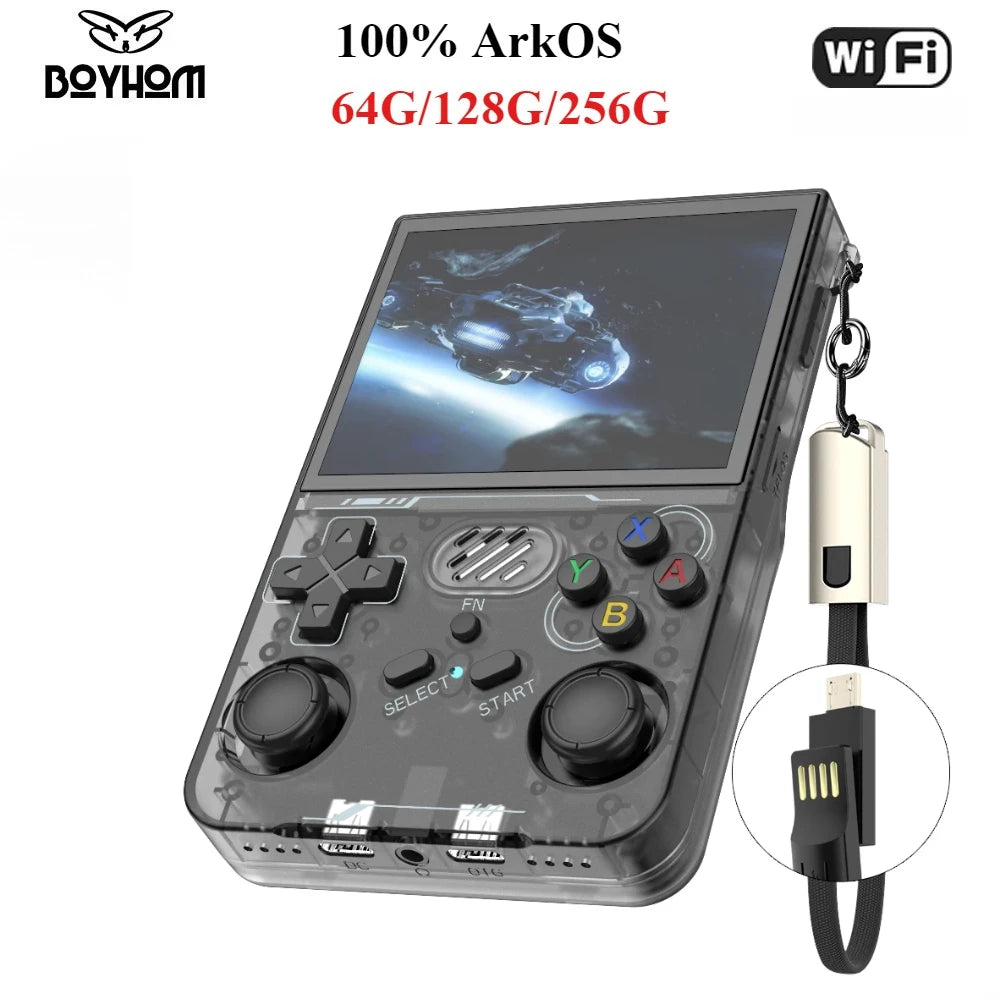100% arbos r36xx console de jogos portátil retrô sistema linux 3.5 Polegada tela ips 64/128gb/256gb jogador de jogo r36s versão atualizada