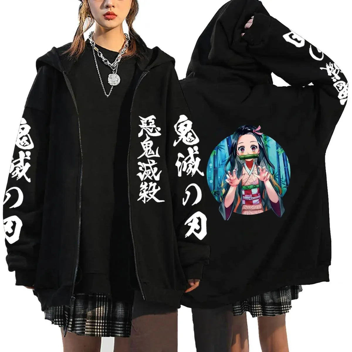 Oni Shadow Zip Hoodie – Japanese Dark Streetwear Oversized Jacket