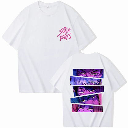 Cyberpunk Sunset Oversized Tee - Retro Neon Harajuku Streetwear