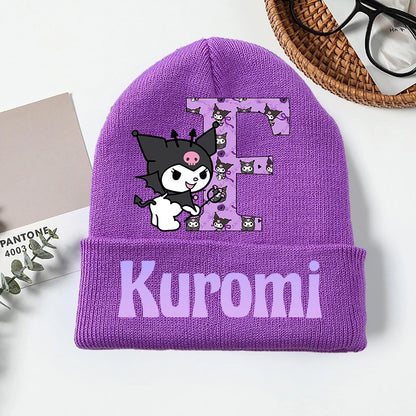 Personalized Gothic Bunny Beanie - Custom Letter Kawaii Knit Cap
