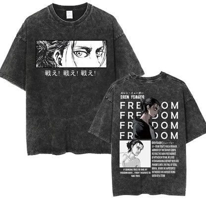 Vintage Washed "Wings of Freedom" Oversized Tee - Epic Battle Streetwear