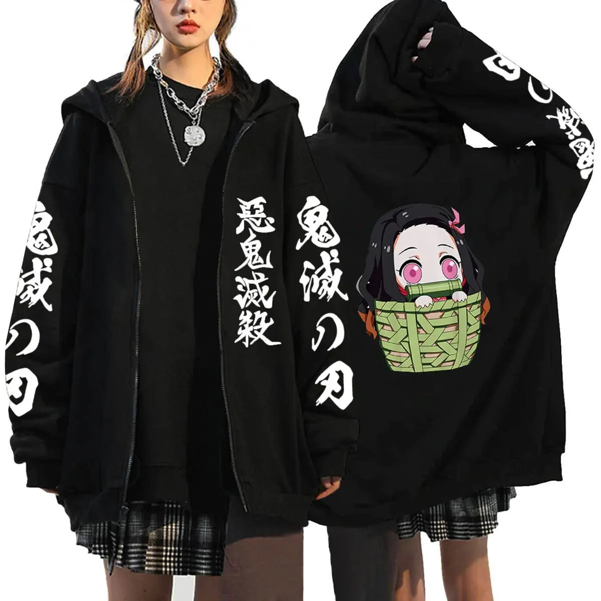 Oni Shadow Zip Hoodie – Japanese Dark Streetwear Oversized Jacket