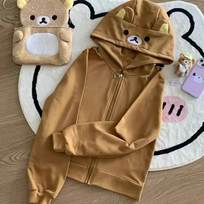 Bear Cozy Duo Hoodie – Unisex Couple Style Fleece Zip-Up