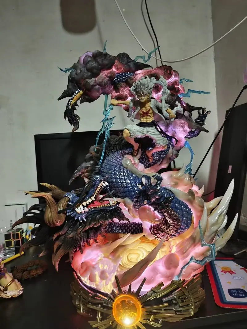 24cm anime uma peça luffy vs kaidou figuras luffy engrenagem 5 estátua nika luffy estatueta gk estatueta modelo boneca ornamento brinquedos presentes