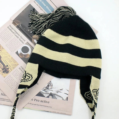 Nana Anime Shinichi Beanie – Warm Knitted Tassel Winter Earflap Hat