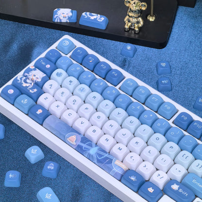 Genshin Impacto Furina Keycaps para Gaming Teclado Mecânico, Xiao Wanderer Meow, Perfil MOA, 104, 108, 75, 84, 84, 87 Layout