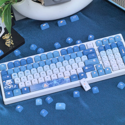 Genshin Impacto Furina Keycaps para Gaming Teclado Mecânico, Xiao Wanderer Meow, Perfil MOA, 104, 108, 75, 84, 84, 87 Layout