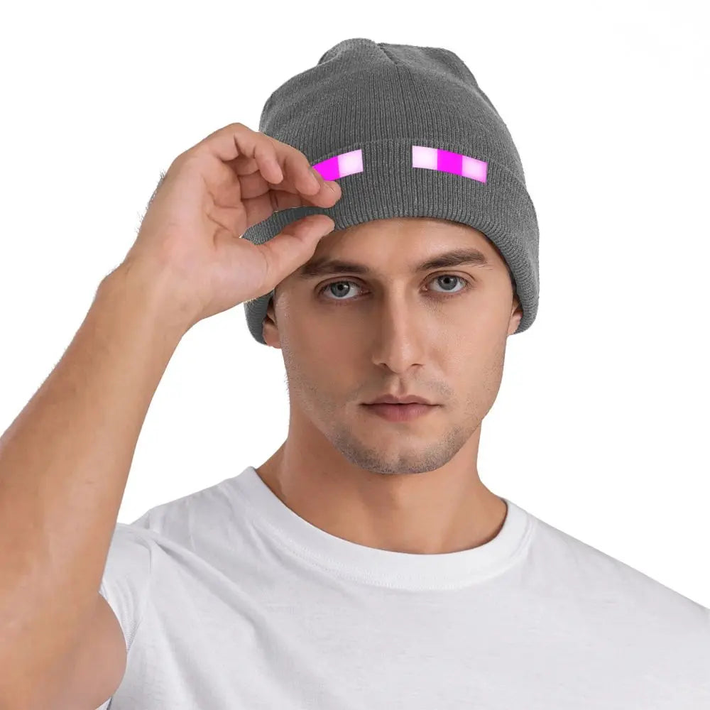 Pixel Gaming Beanie Hat - Purple Eyes Gamer Accessories
