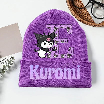Personalized Gothic Bunny Beanie - Custom Letter Kawaii Knit Cap