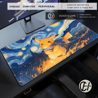 Artistic XXL Gaming Mouse Pad | Starry Night & Mascot