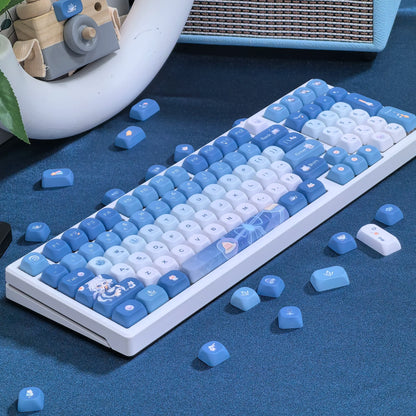 Genshin Impacto Furina Keycaps para Gaming Teclado Mecânico, Xiao Wanderer Meow, Perfil MOA, 104, 108, 75, 84, 84, 87 Layout