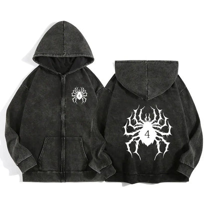 Unisex Gothic Anime-Inspired Zip Hoodie – Harajuku Streetwear with Luminous Spirit Graphic