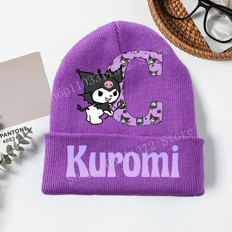 Personalized Gothic Bunny Beanie - Custom Letter Kawaii Knit Cap