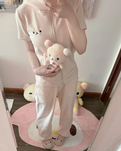 Bear Cozy Duo Hoodie – Unisex Couple Style Fleece Zip-Up