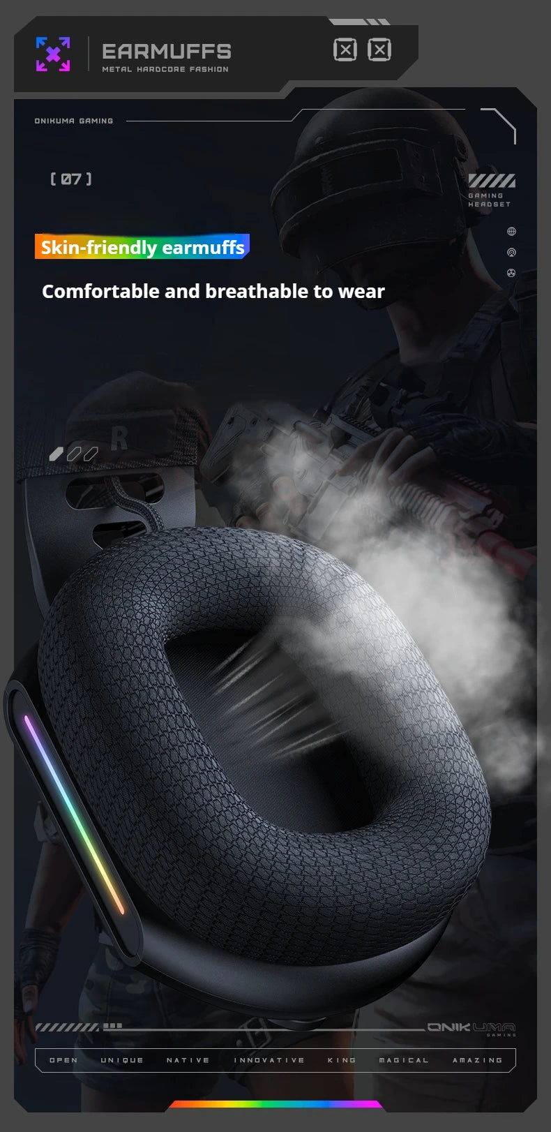 Tri-Mode RGB Gaming Headset 2.4G Wireless | Wired & Bluetooth | Ultra Long Battery Life