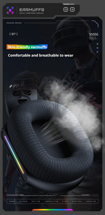 Tri-Mode RGB Gaming Headset 2.4G Wireless | Wired & Bluetooth | Ultra Long Battery Life