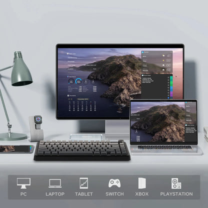 EPOMAKER X AULA F75 MAX Compact 75% ANSI Layout Teclado mecânico sem fio com fio/Bluetooth/2,4 GHz com tela TFT e botão