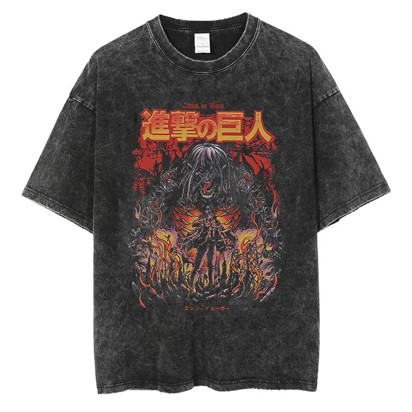 Vintage Washed "Wings of Freedom" Oversized Tee - Epic Battle Streetwear