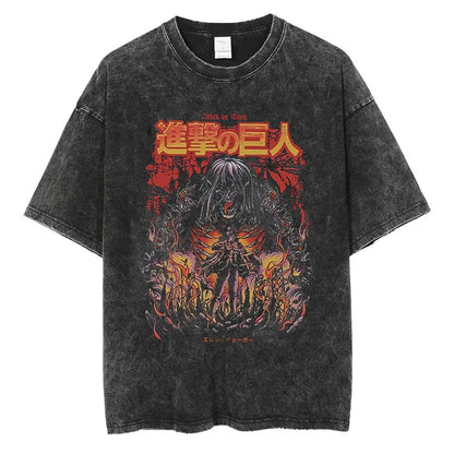 Vintage Washed "Wings of Freedom" Oversized Tee - Epic Battle Streetwear