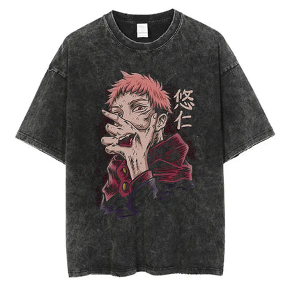 Washed Vintage Oversized Tee - Jagged Teeth Demon Streetwear