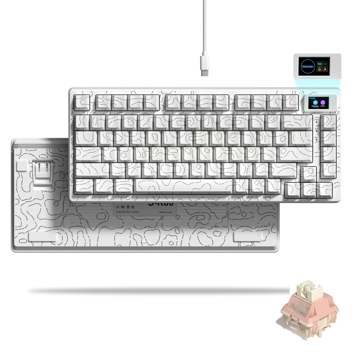 Womier S-K80 75% Mechanical Gaming Keyboard with OLED Display – Hot-Swap, RGB, Custom Gasket-Mount Design