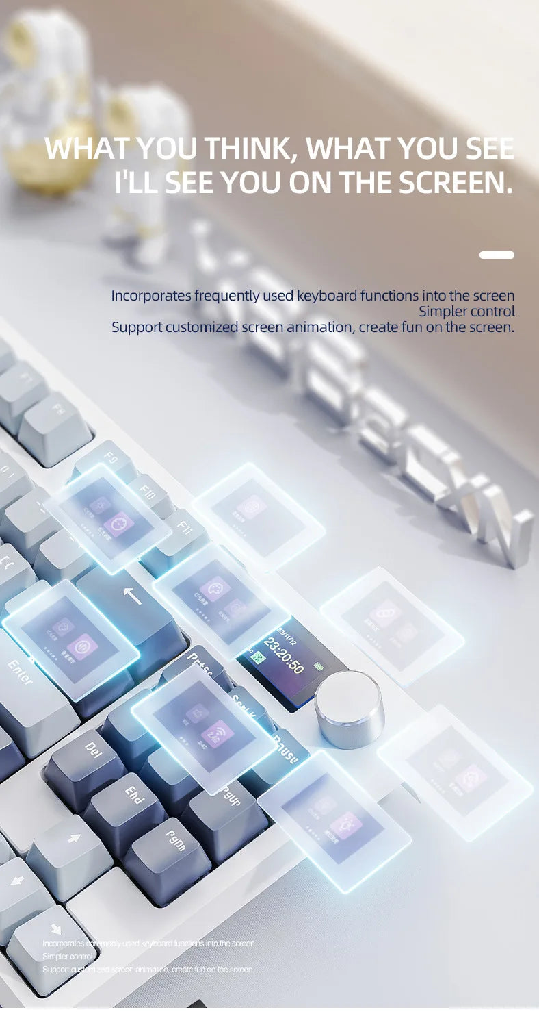 Attack Shark K86 RGB TFT Screen Wireless Mechanical Keyboard,Hot Swap, Metal Knob,Tri-mode Connectivity,macro Gaming Keyboar