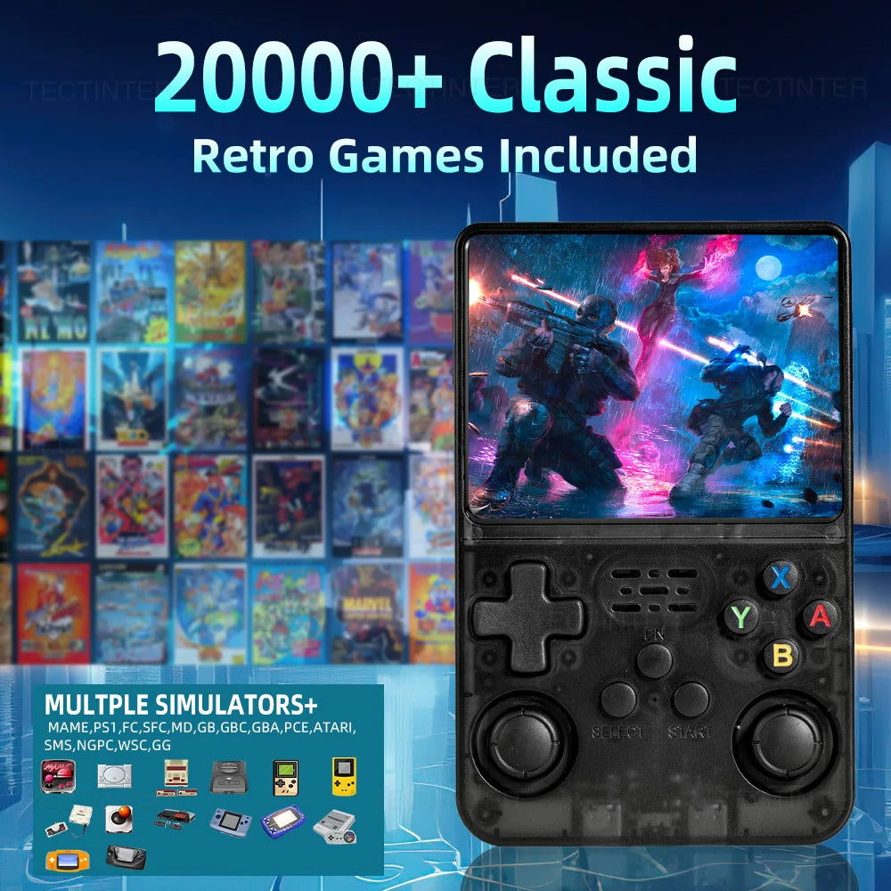64G R36HD Retro Console de videogame portátil IPS tela embutida 20000 + jogos jogadores de jogos portáteis para PS1/GBA/FC sistema Linux