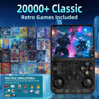64G R36HD Retro Console de videogame portátil IPS tela embutida 20000 + jogos jogadores de jogos portáteis para PS1/GBA/FC sistema Linux