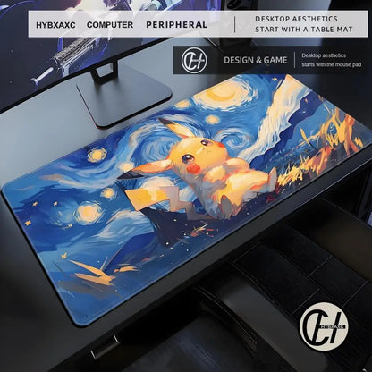 Artistic XXL Gaming Mouse Pad | Starry Night & Mascot