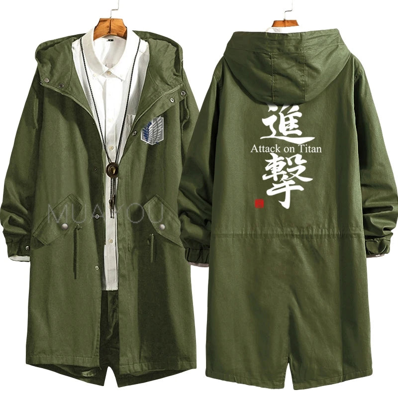 Attack on Titan Cosplay Trench Men Jackets Long Hoodie Shingeki No Kyojin Sasha Braus Ymir Armin Cosplay Wings of Liberty 3XL