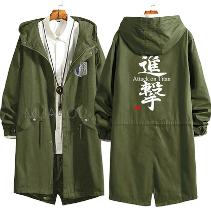 Attack on Titan Cosplay Trench Men Jackets Long Hoodie Shingeki No Kyojin Sasha Braus Ymir Armin Cosplay Wings of Liberty 3XL