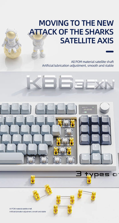 Attack Shark K86 RGB TFT Screen Wireless Mechanical Keyboard,Hot Swap, Metal Knob,Tri-mode Connectivity,macro Gaming Keyboar