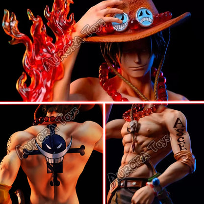Anime One Piece PVC Figura, Estátua Collectible, Brinquedos Modelo Presentes, Ace, 9.44in, 24 centímetros