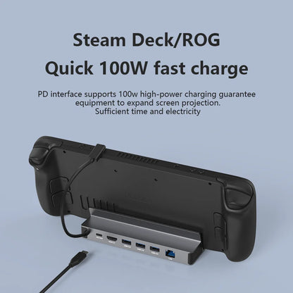 Blueendless usb c docking station para steam deck & rog jogo encaixe 4k @ 60hz dp hdmi-compatível gigabit ethernet tipo c hub