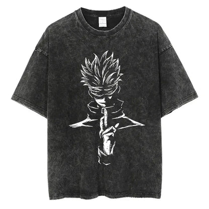 Washed Vintage Oversized Tee - Jagged Teeth Demon Streetwear