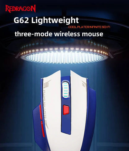 Redragon G62 Wireless Gaming Mouse – 2.4G + Bluetooth, 26,000 DPI Sensor, 6 Programmable Buttons, Ultra-Lightweight - Aruen Store