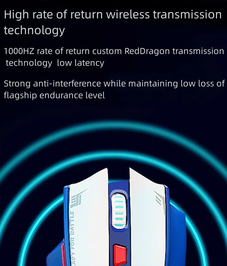 Redragon G62 Wireless Gaming Mouse – 2.4G + Bluetooth, 26,000 DPI Sensor, 6 Programmable Buttons, Ultra-Lightweight - Aruen Store